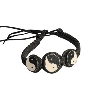 Macrame Yin And Yang Bracelet Black And White Balance Harmony New